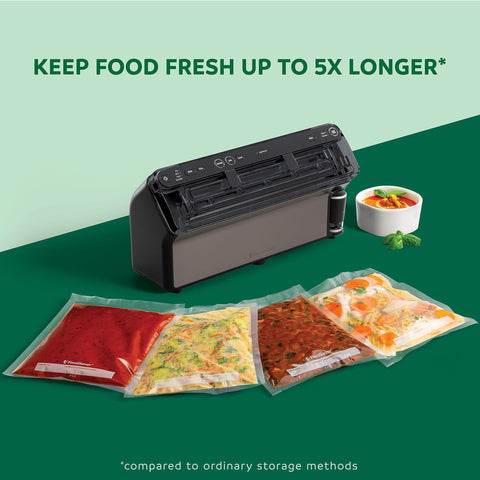 FoodSaver Elite Liquid+ detección de bolsas para sellado sin errores.