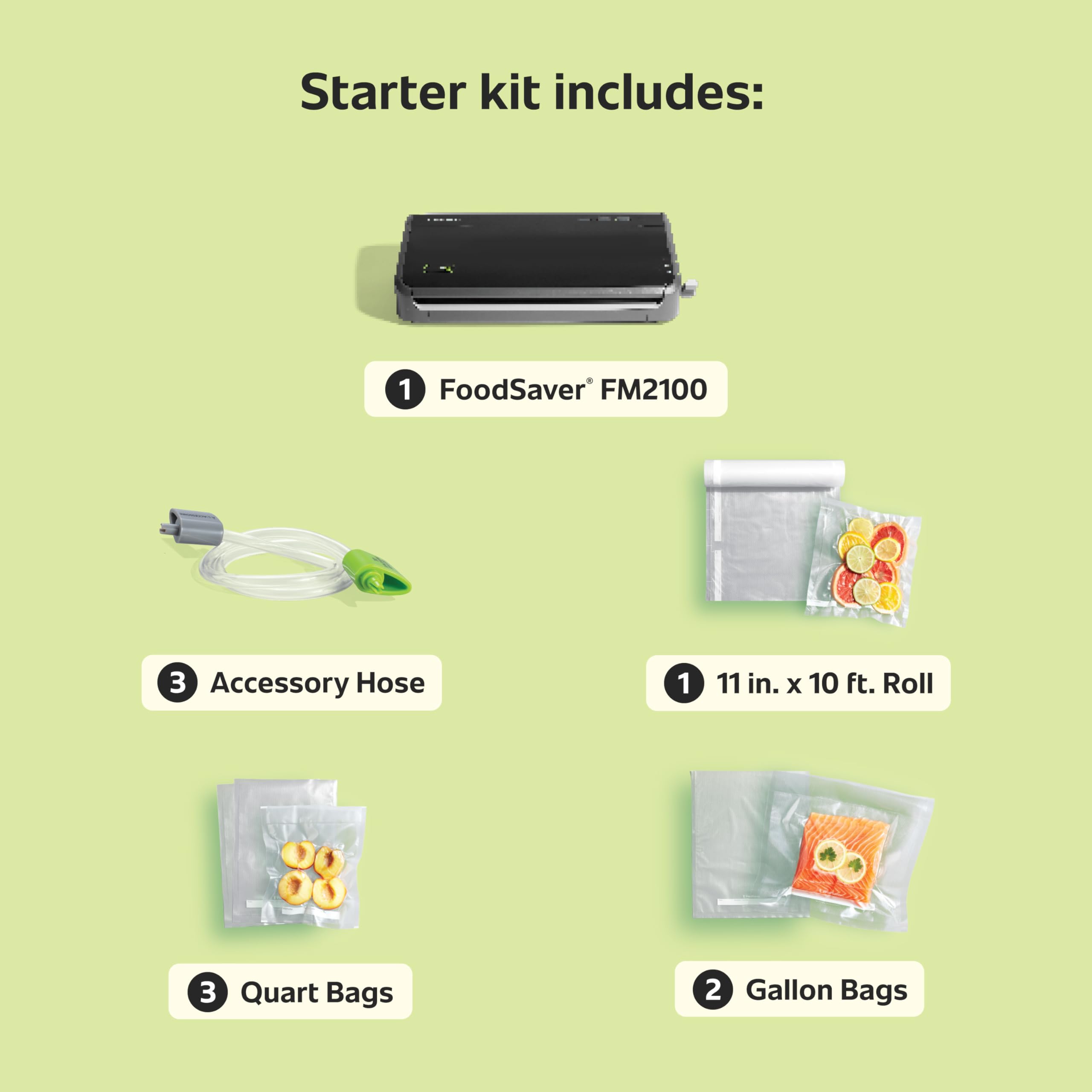 FoodSaver: paquete incluye bolsas y rollos para empezar