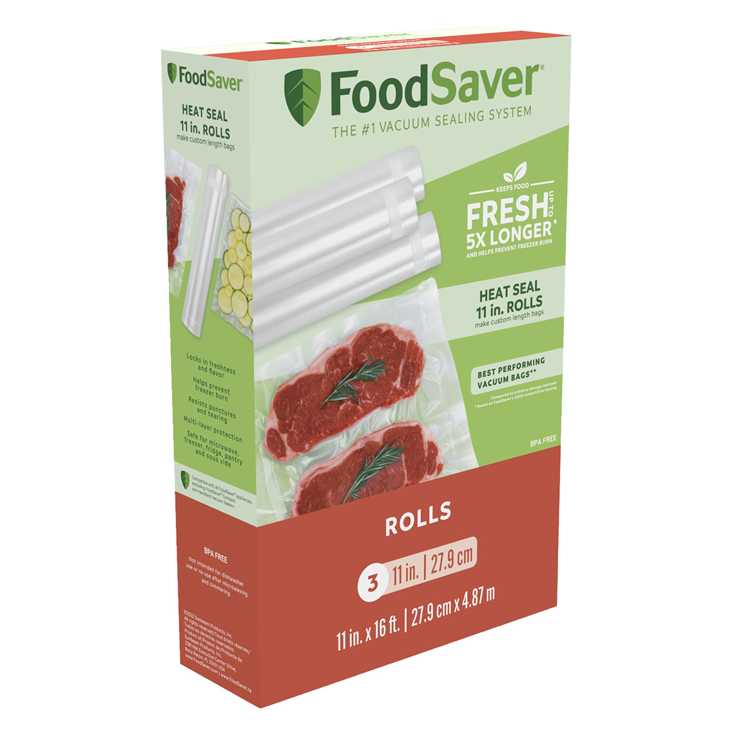 FoodSaver rodillo 11x16 para crear bolsas personalizadas y evitar desperdicio.