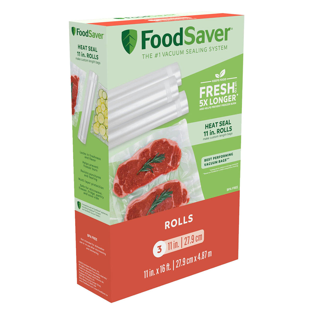 FoodSaver rodillo 11x16 para crear bolsas personalizadas y evitar desperdicio.