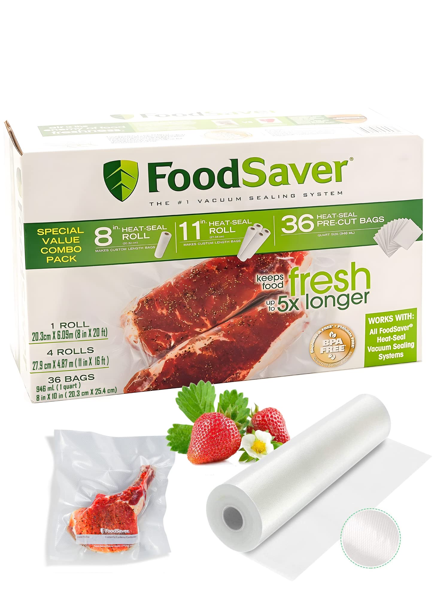 FoodSaver rollo 11x16 con cierre térmico para tamaños a medida