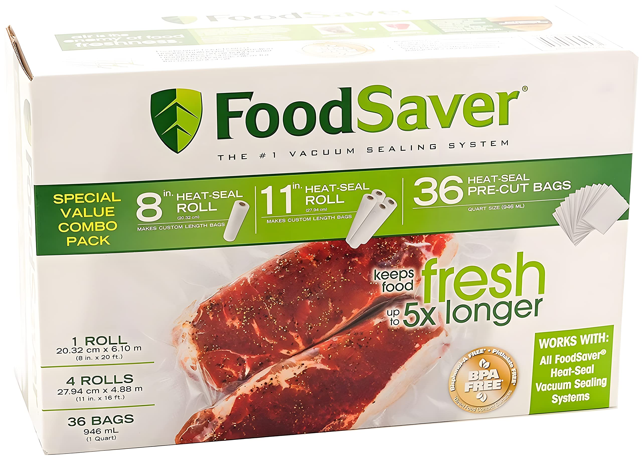 FoodSaver rollo 8x20 con cierre térmico para bolsas personalizadas y ahorro