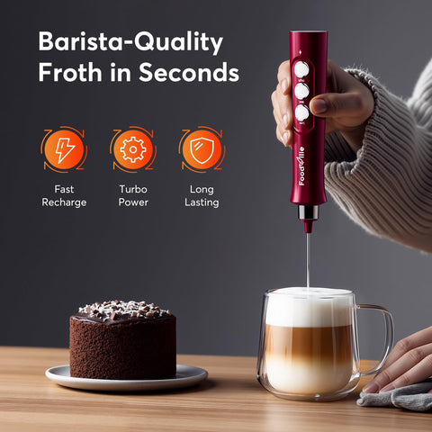 FoodVille MF02 batidor de leche para bebidas cetogénicas y proteínas con textura rica.
