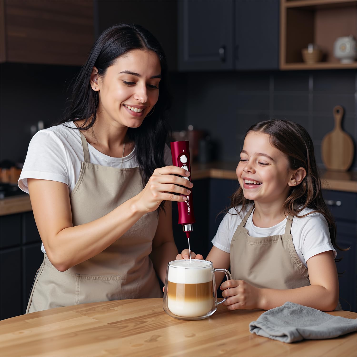 FoodVille MF02 espumador de leche portátil para latte cremoso en casa.