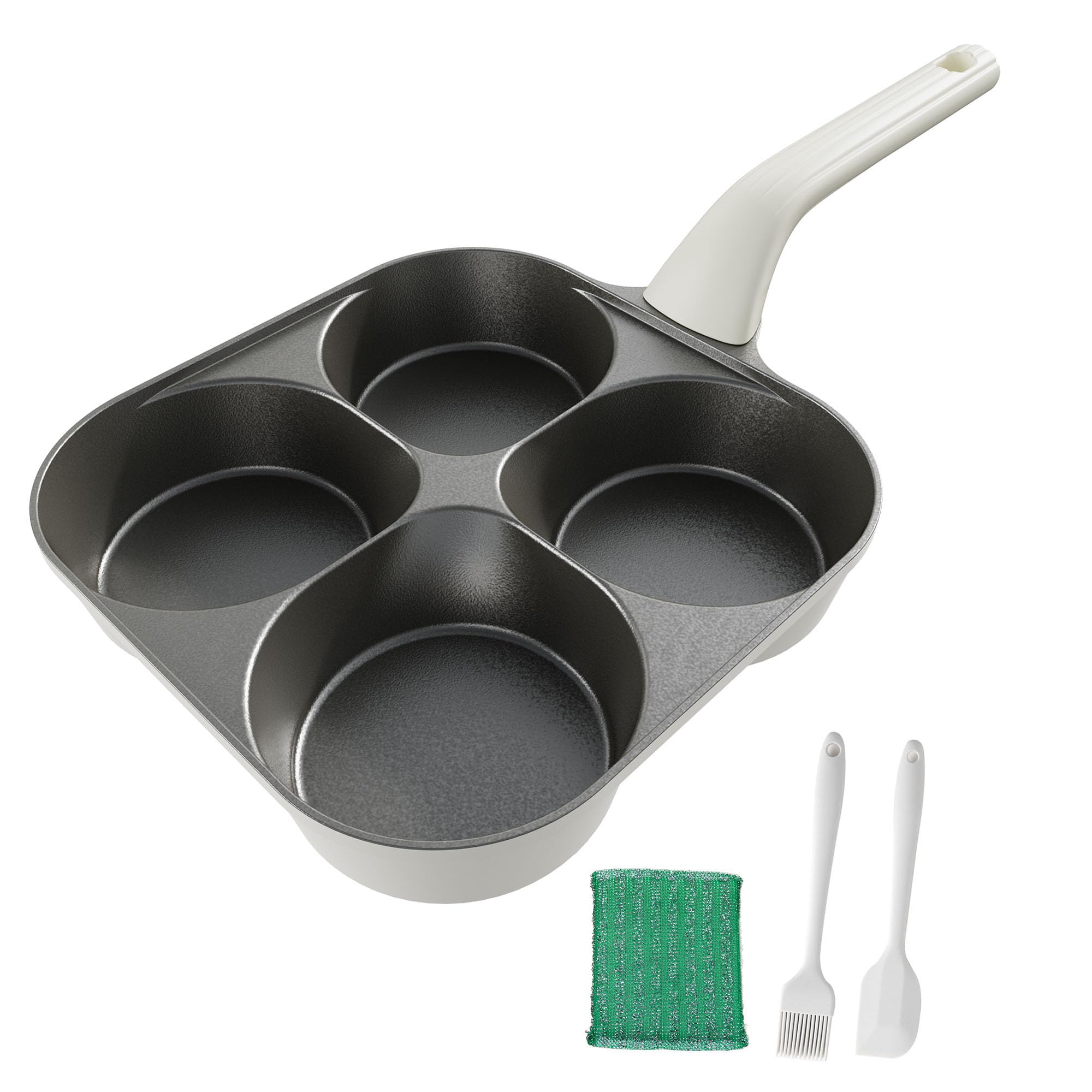 Foorey Home sartén para huevos titanio 4 porciones, ideal para desayunos rápidos.