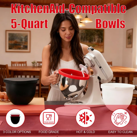 Foouhi tapas de almacenamiento rojas para cuencos KitchenAid, conservan sabores separados.