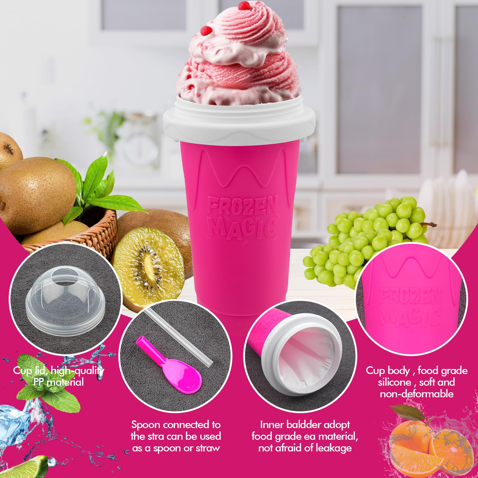 Fopudy Copas para bebidas congeladas, materiales libres de BPA.