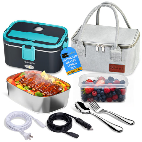 FORABEST caja térmica 80W, contenedor de acero inoxidable de 1.8L para comidas calientes.