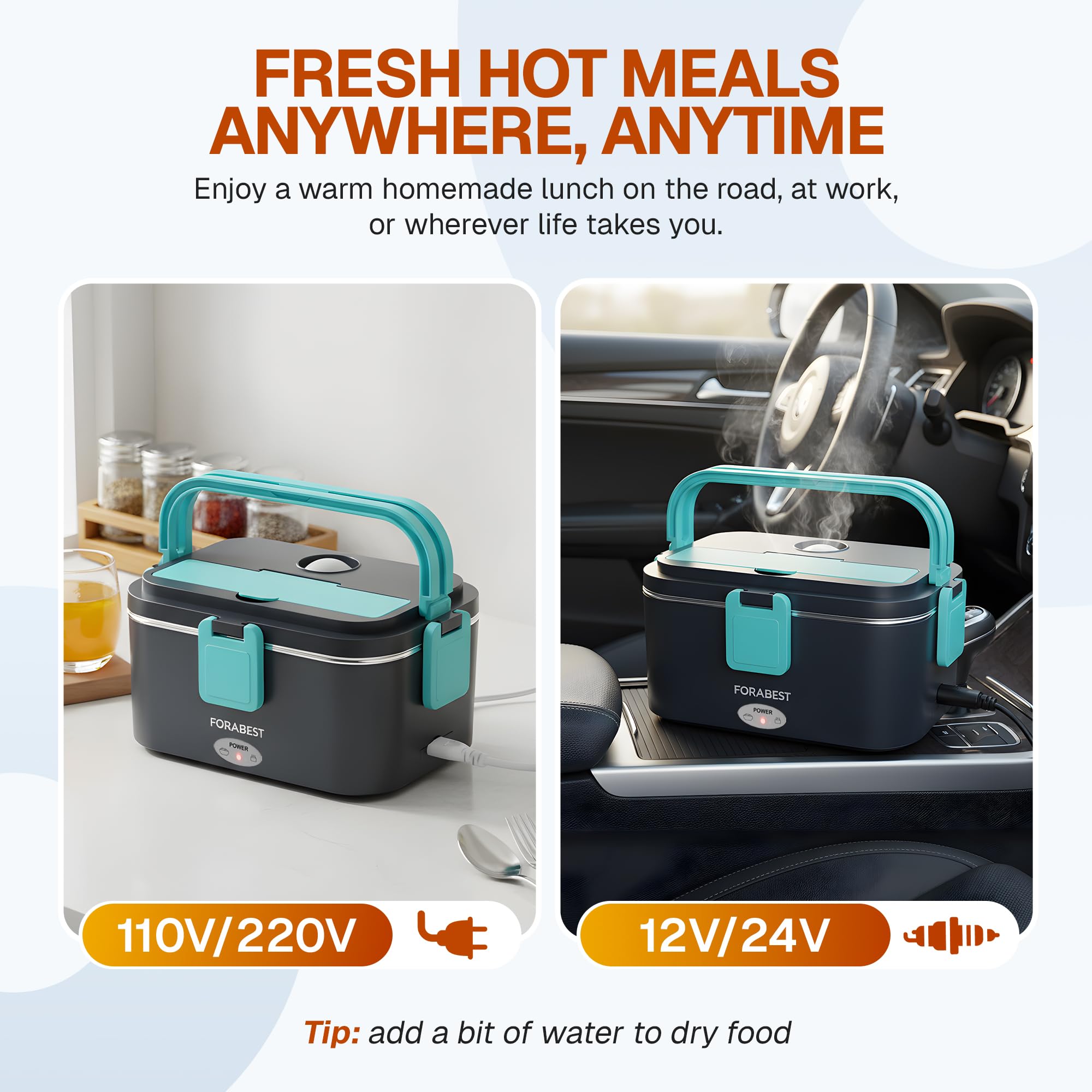 FORABEST funda aislada facilita transporte cómodo y mantiene la comida caliente.