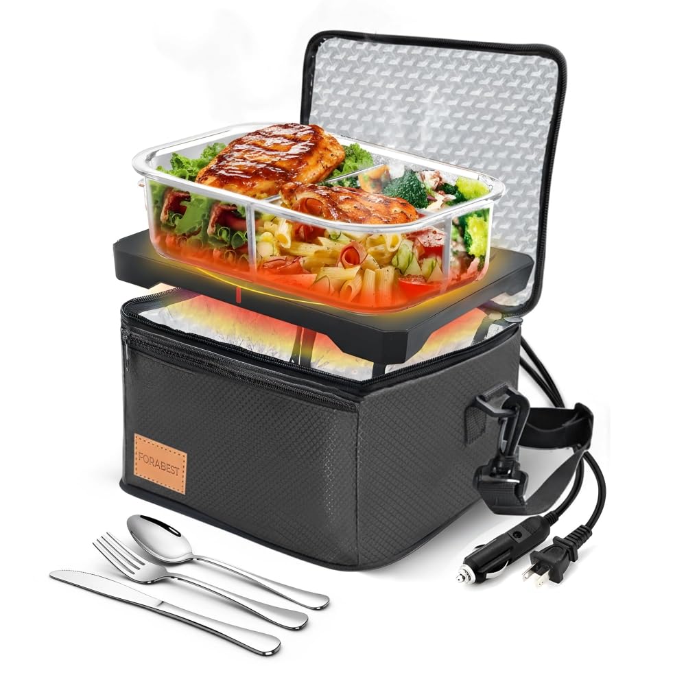 FORABEST lonchera eléctrica, interior grande de 7qt, ideal para calentar comidas en casa u oficina.