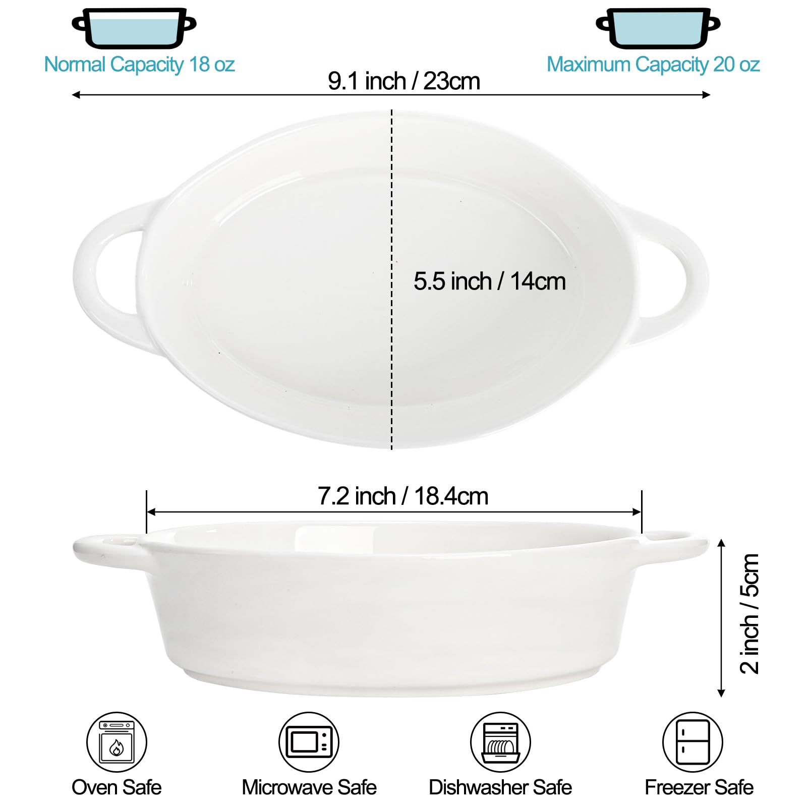 Cazuela oval Foraineam de 20 onzas apta para horno y microondas