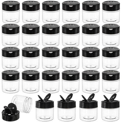 Foraineam jarras plásticas claras 4 oz con tapas flip negras para especias.