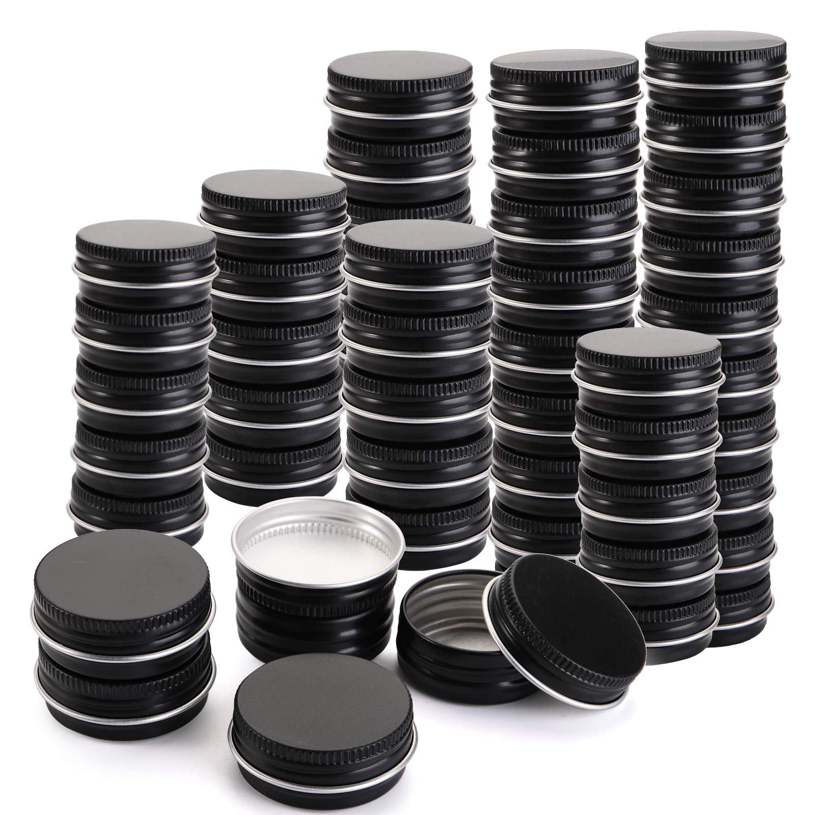 Foraineam: lata de aluminio 0,5 oz negro mate, vista superior, ideal para bálsamos.