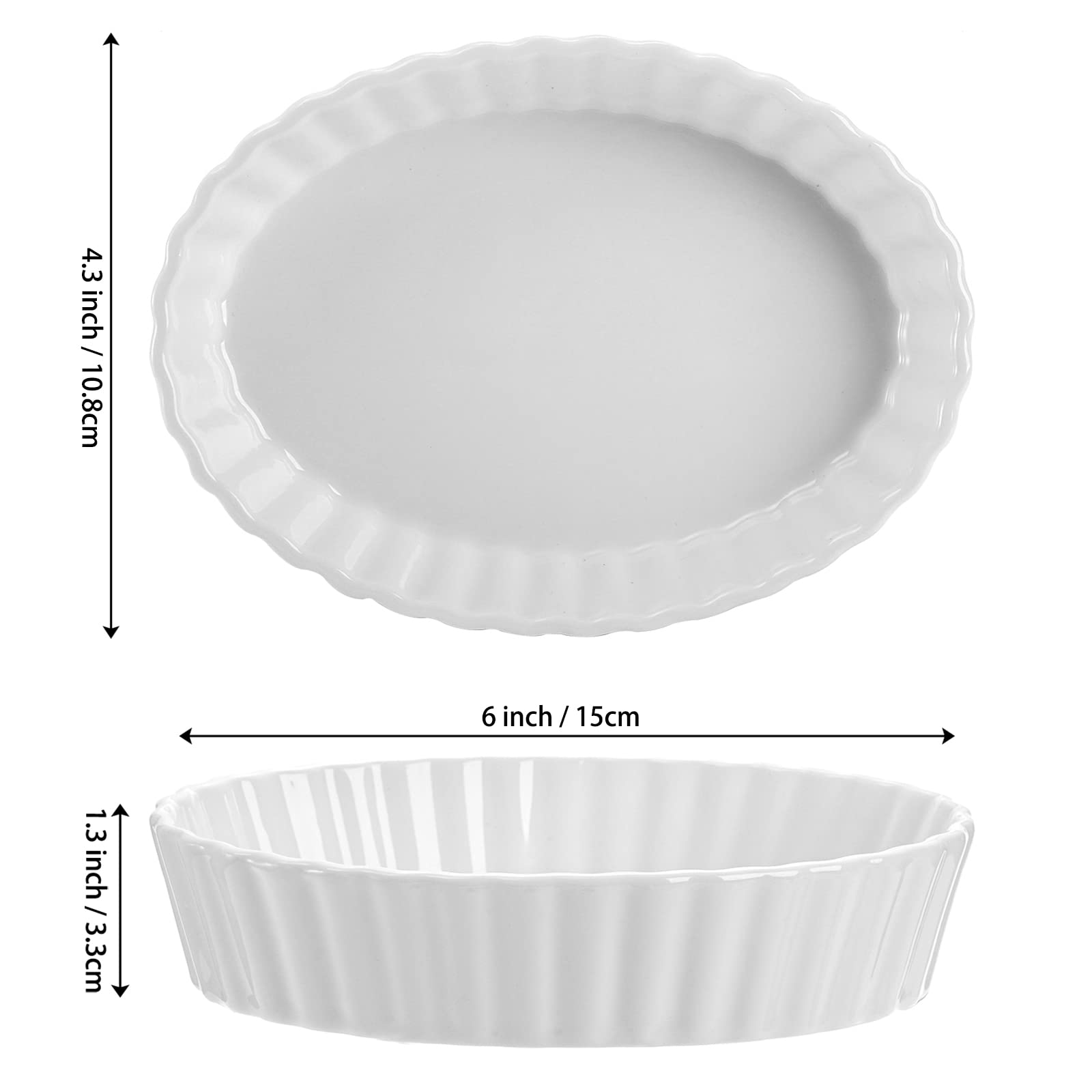 Ramequines Foraineam en porcelana blanca, duraderos y aptos para horno y microondas.