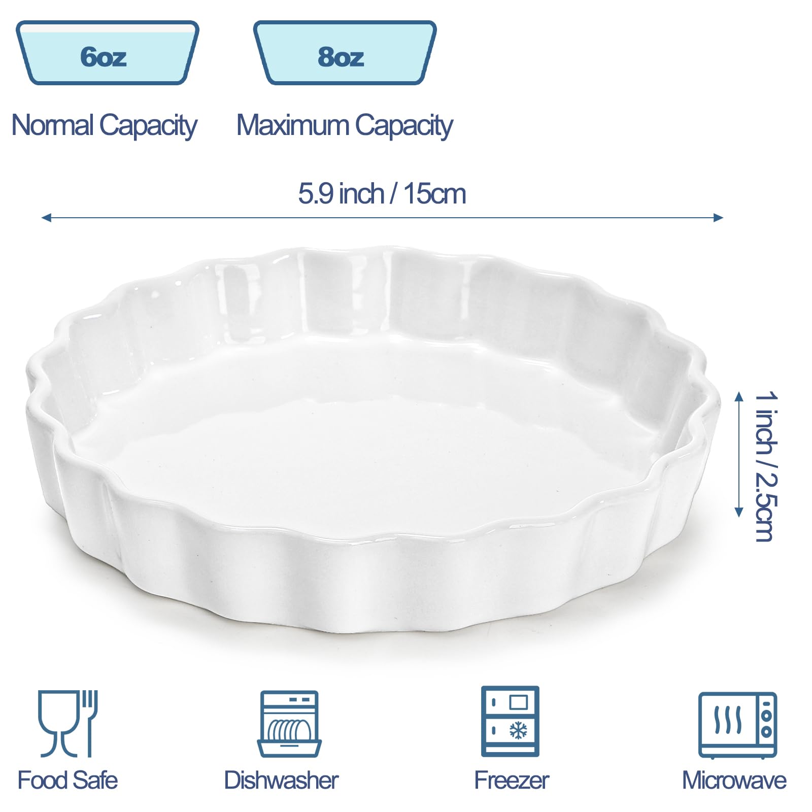 Ramekin Foraineam porcelana blanca apto para horno y microondas