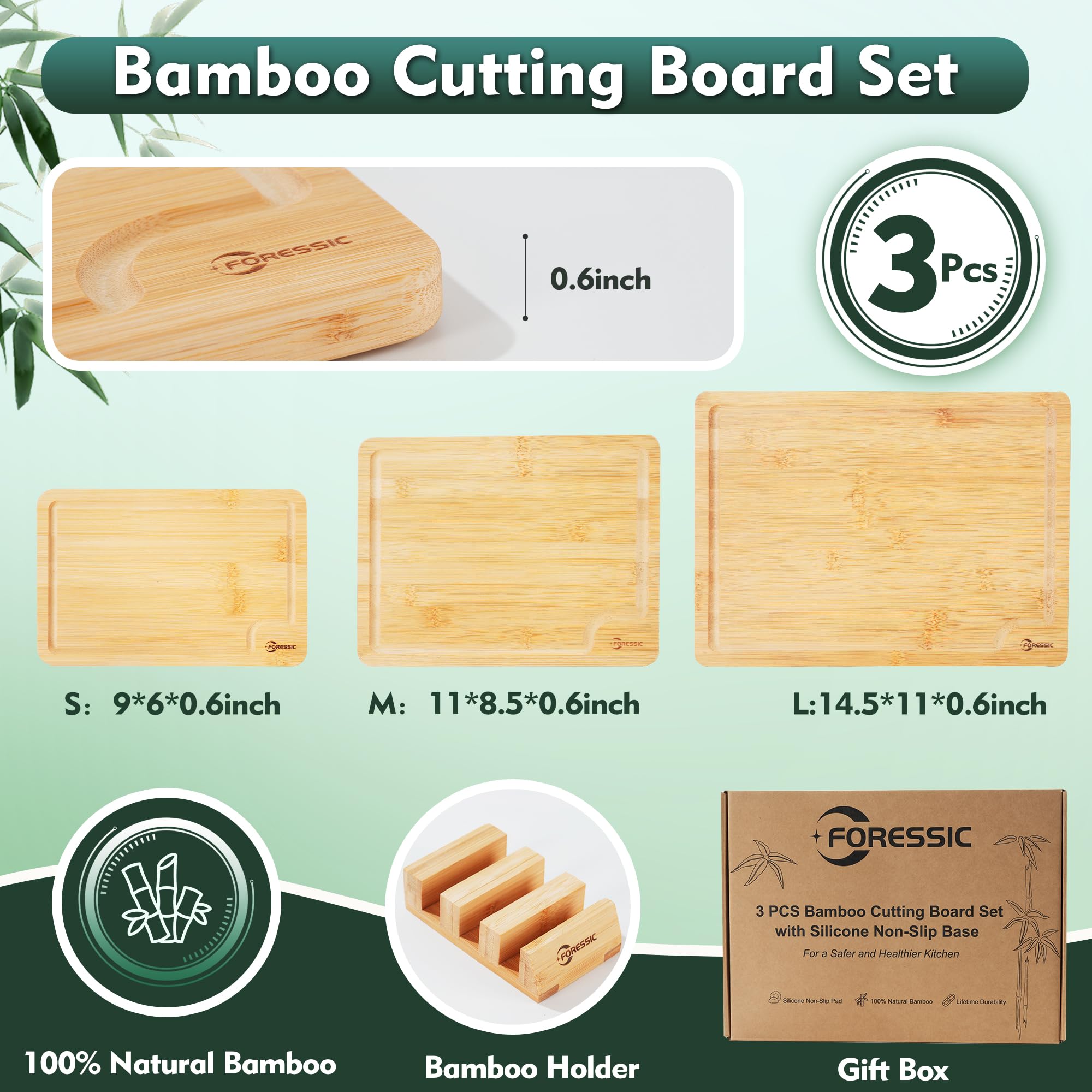 Foressic tabla de cortar bambú 11x8-5: ideal para preparaciones de tamaño mediano