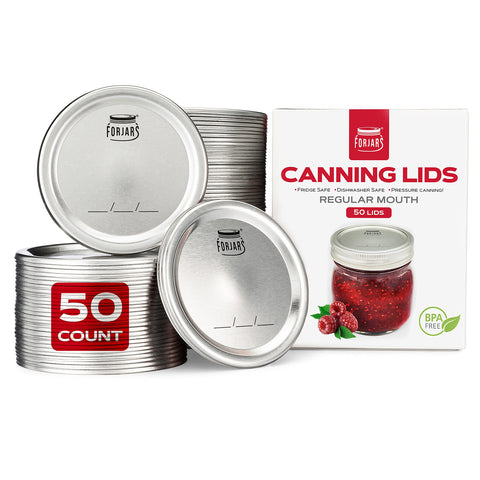 FORJARS tapas-latas-boca-regular 50-pack para sellado hermético y preservación.