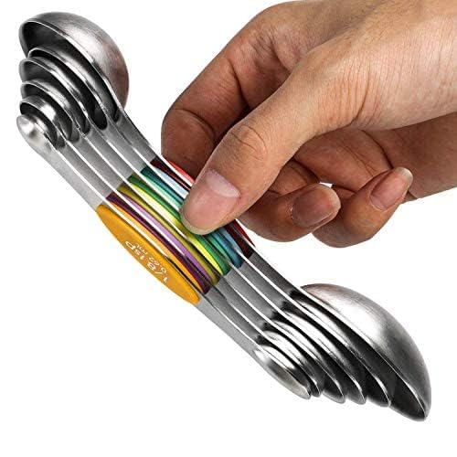 forkmannie cucharas medidoras magnéticas; conjunto de 6; dobles para líquidos y secos
