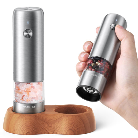 FORLIM mini molinillo sal y pimienta con base de madera, diseño práctico para la mesa