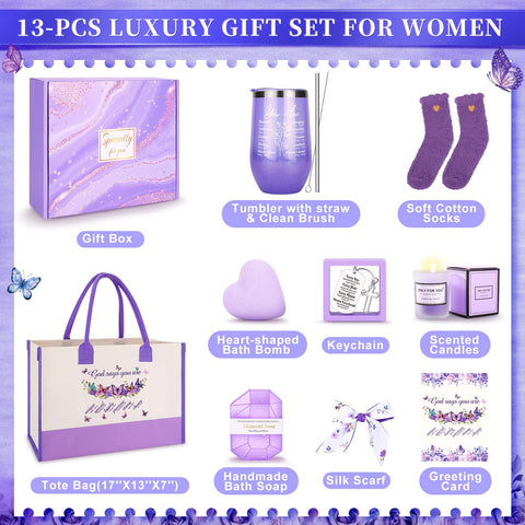 Fortuning's JDS cesta regalo lavanda, embalaje elegante para ella.