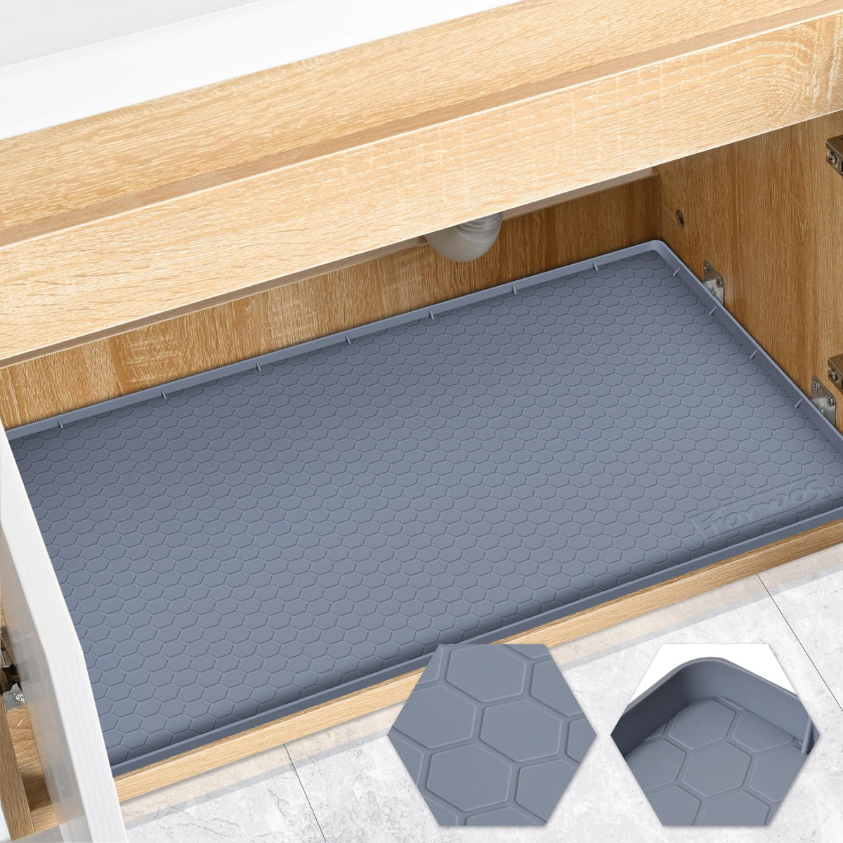FORWOS alfombrilla silicona bajo lavabo 28x22 protege gabinetes y evita derrames