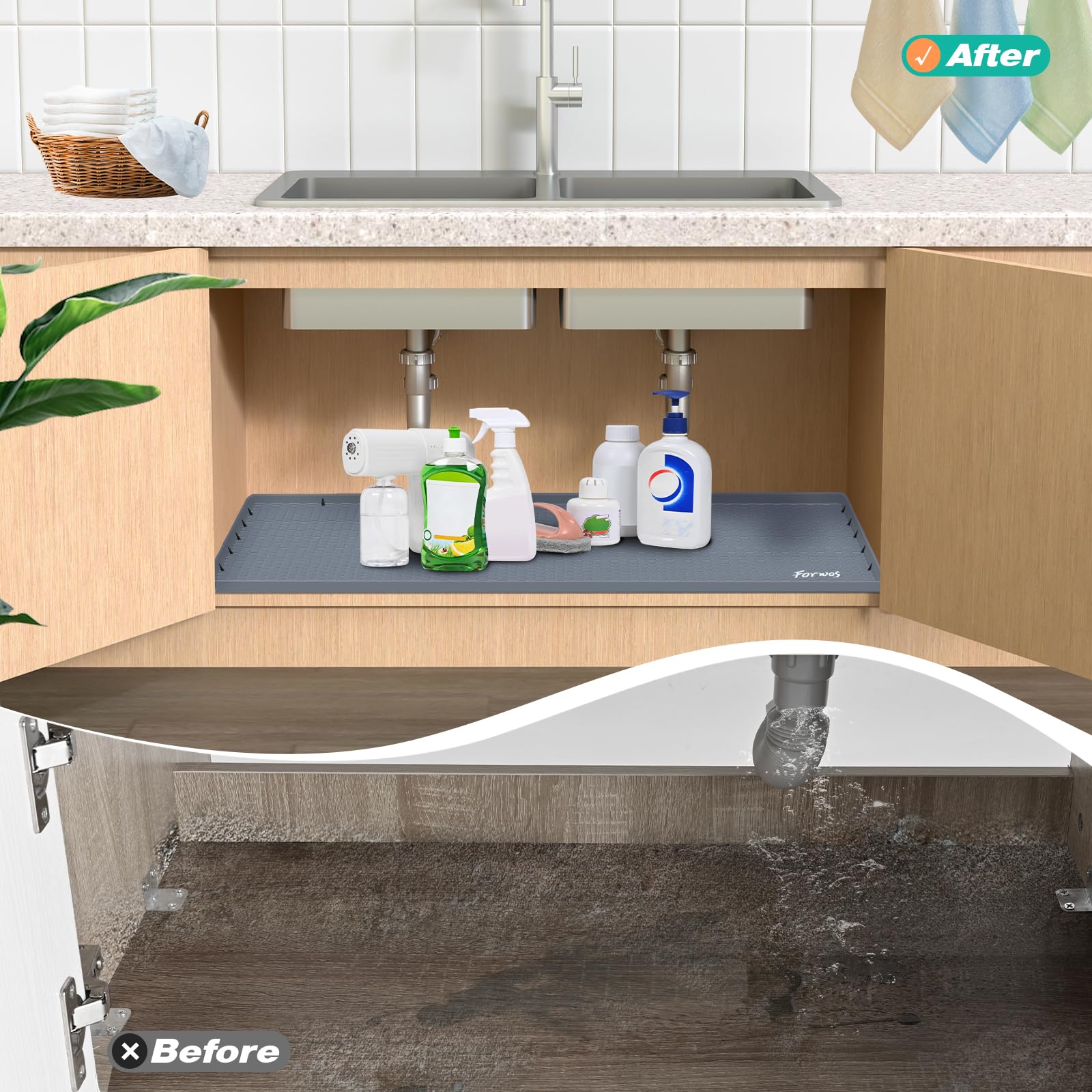 FORWOS proteccion-derrame-armario protege contra filtraciones y prolonga la vida de gabinetes.
