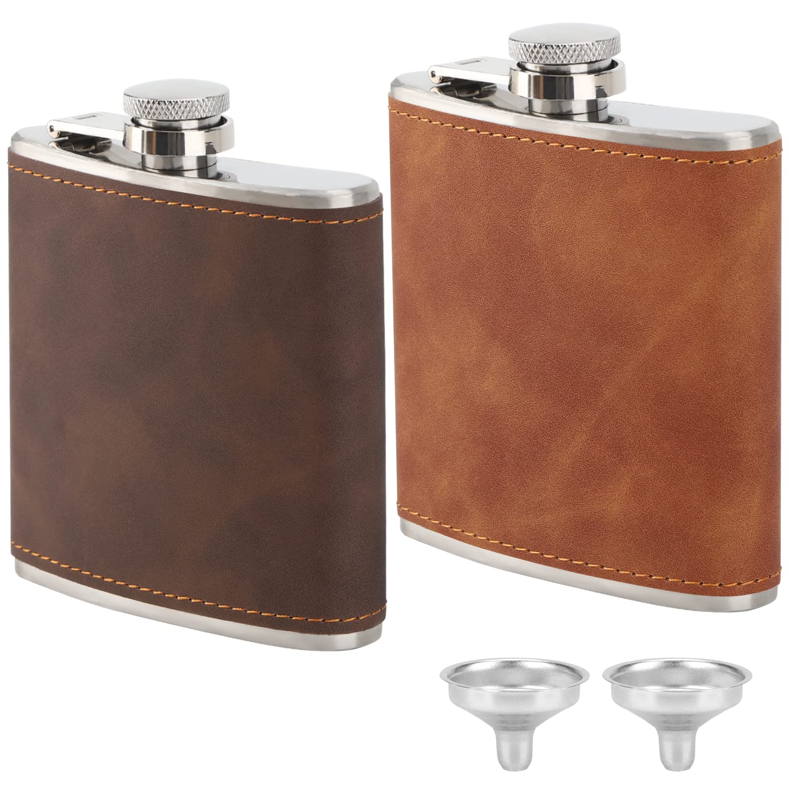 Cantimplora Forysar marrón con funda de cuero, ideal para viajes