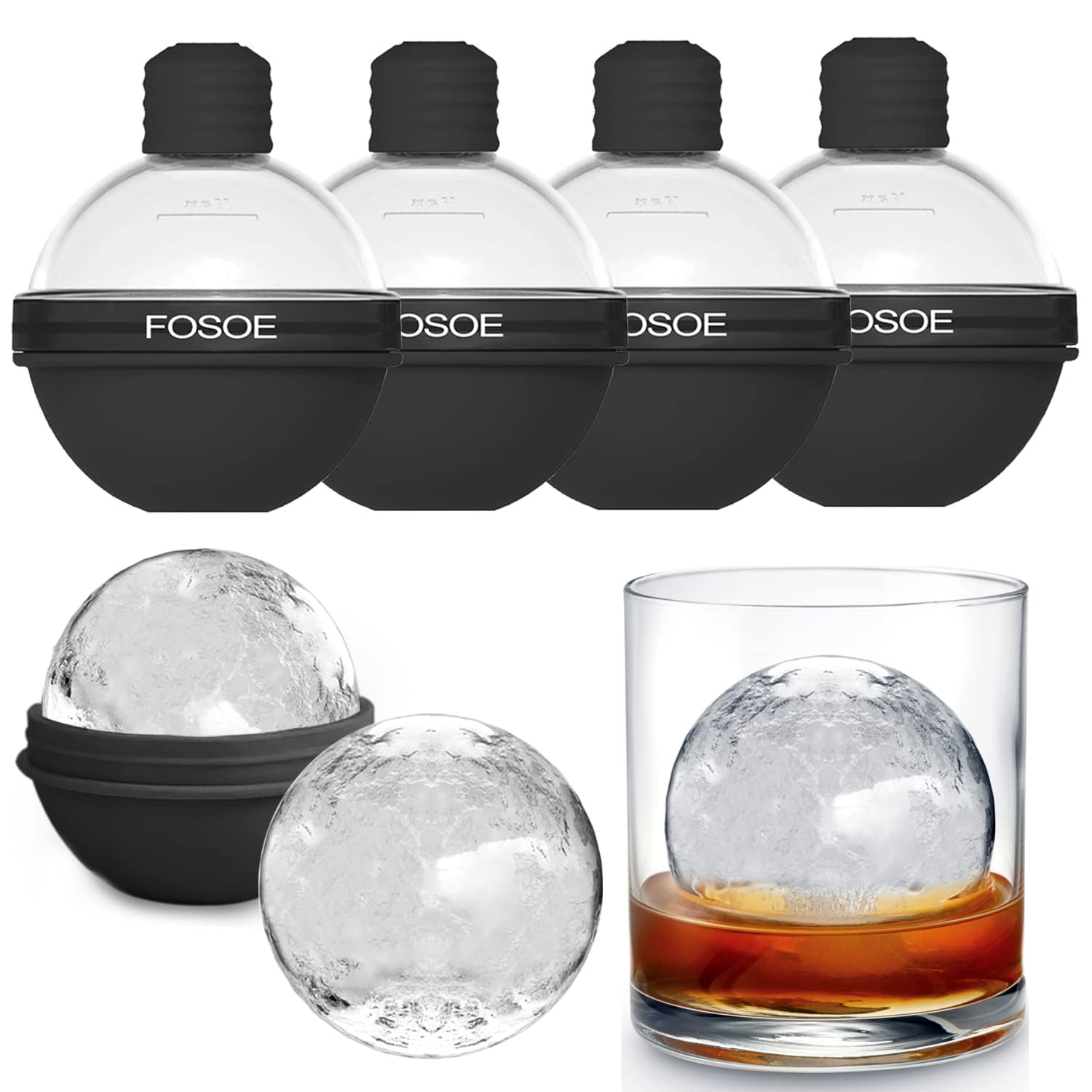 FOSOE, esfera de hielo de 2,5 pulgadas para whisky, mantiene bebidas frías por más tiempo