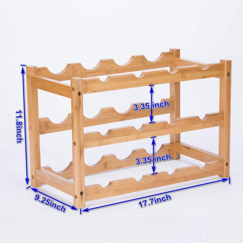 FOSTERSOURCE estante de vino bambú natural, detalle, organización elegante para encimeras