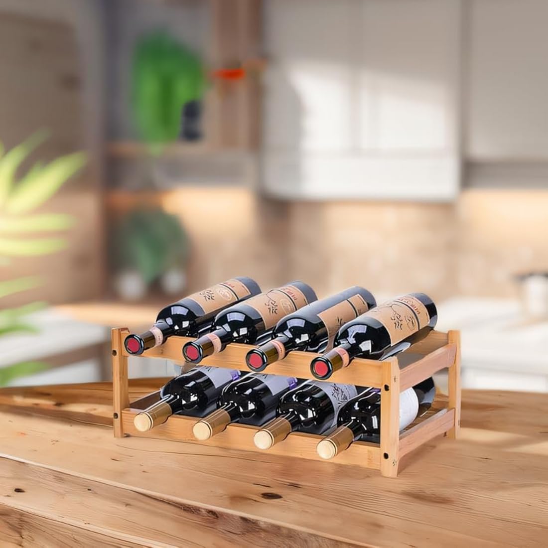 FOSTERSOURCE estante con diseño en ola para botellas, combina estilo y protección.