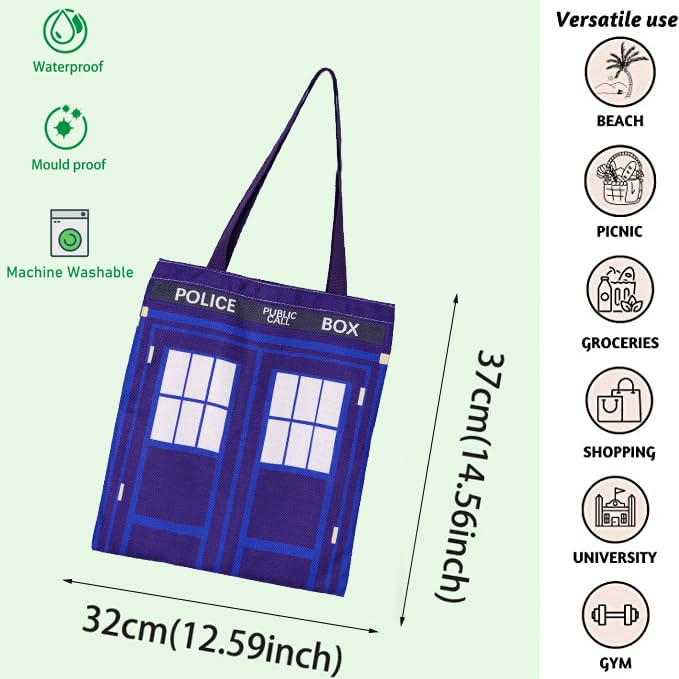 FOTAP bolsa caja policía Who, diseño distintivo para compras y salidas.