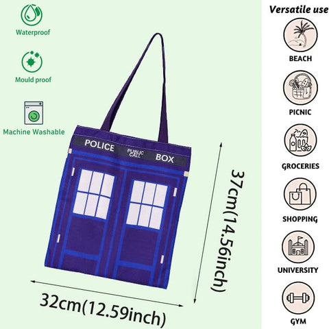FOTAP bolsa caja policía Who, diseño distintivo para compras y salidas.