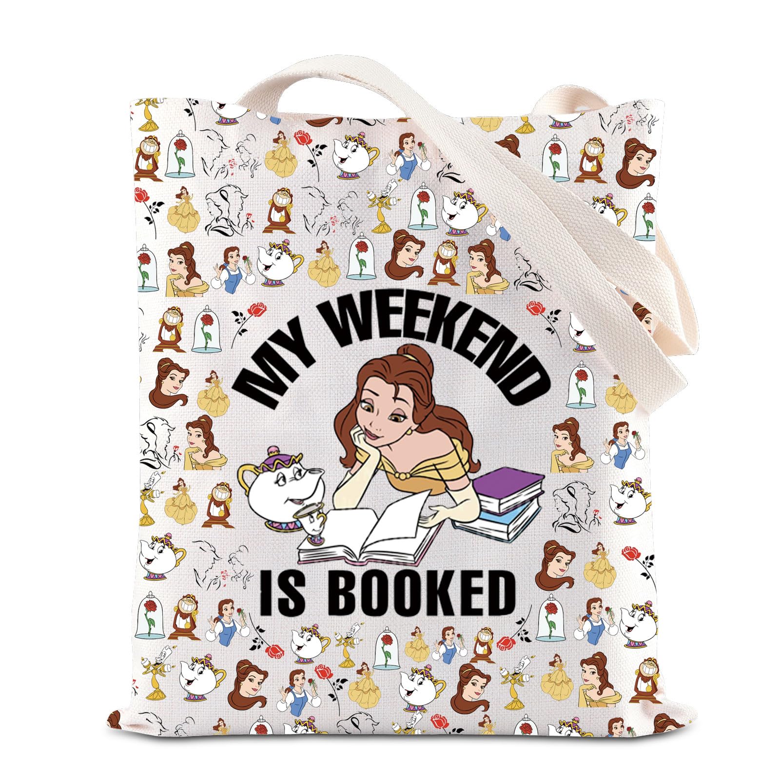 FOTAP bolsa de compras Princesa Belle Libros: ideal para llevar libros con estilo.