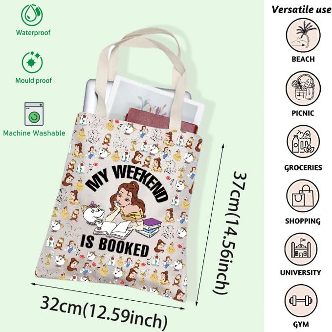 FOTAP bolsa de compras Princesa Belle Lona: tela duradera para cosméticos y más.