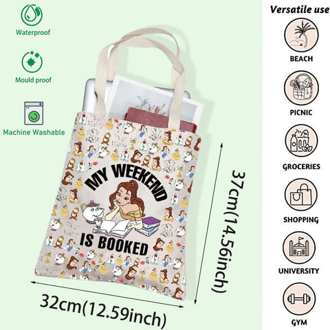 FOTAP bolsa de compras Princesa Belle Lona: tela duradera para cosméticos y más.