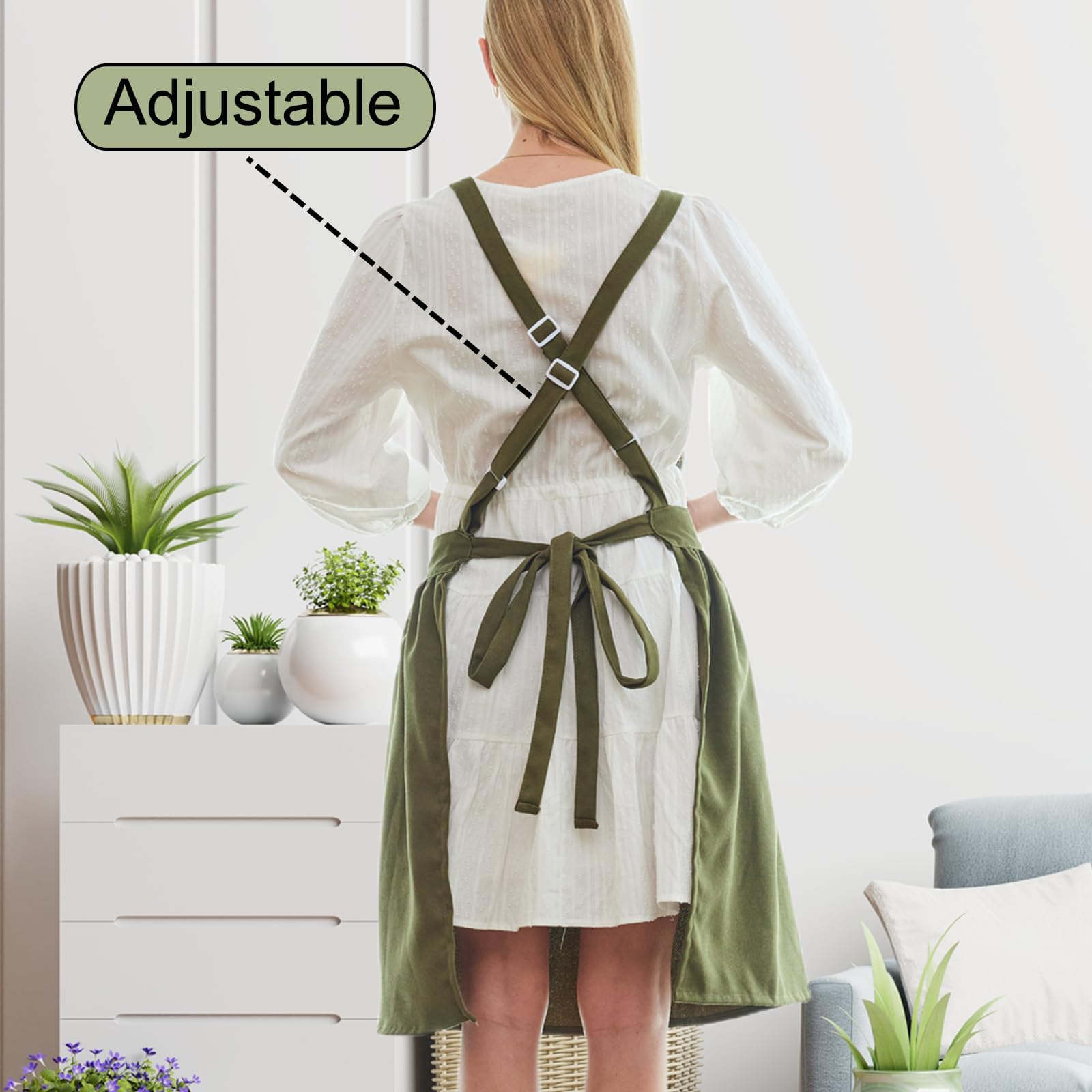 Delantal FOTVEFLEIR con tiras traseras ajustables para un ajuste personalizado