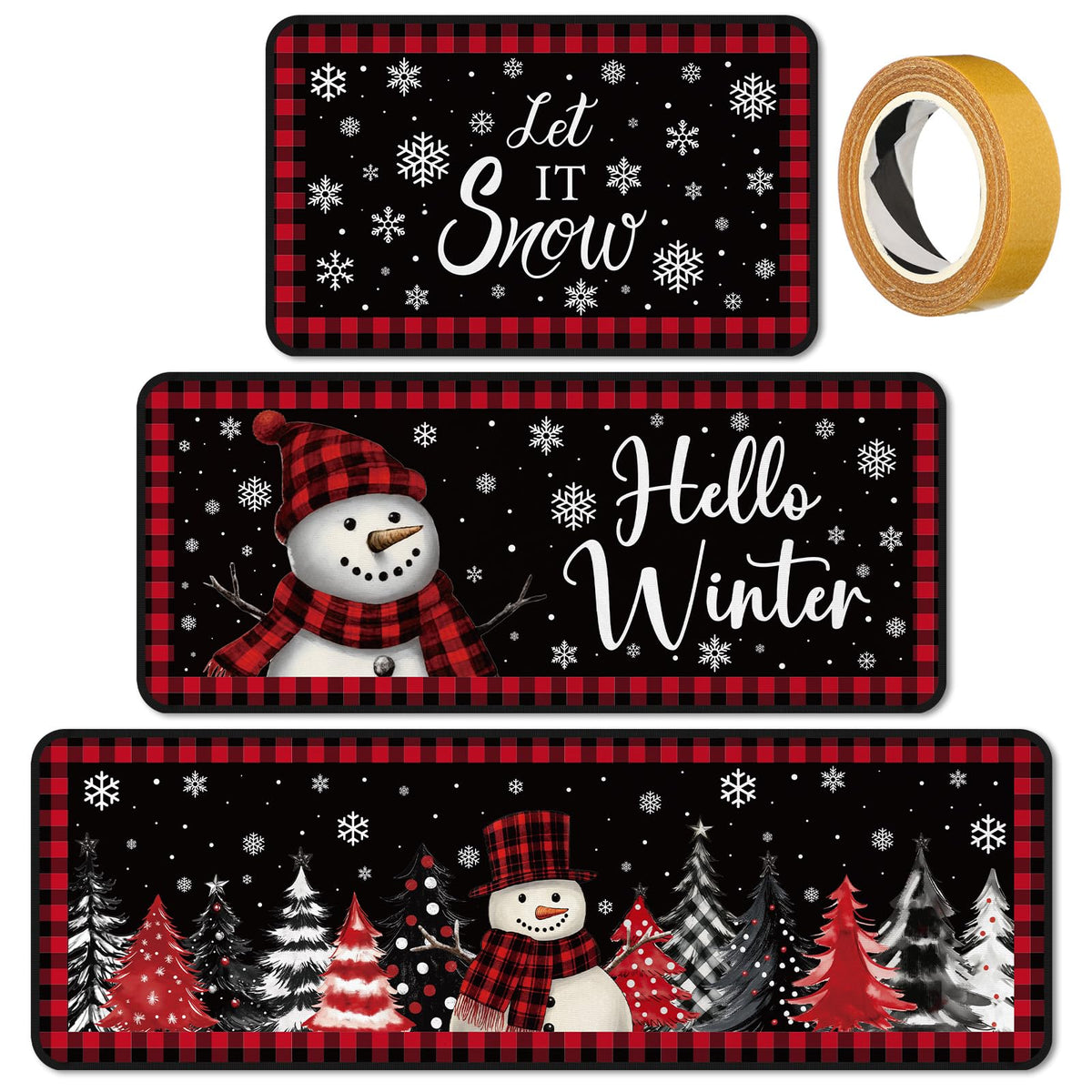 Alfombra Fourluoo para cocina con muñeco de nieve, añade calidez festiva a tu cocina.