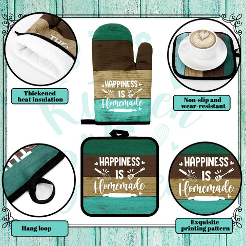 Conjunto decorativo Fourluoo para cocina verde: estilo rústico y práctico