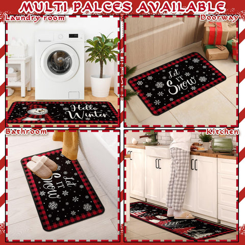 Decoración hogareña festiva: alfombras Fourluoo para cocina, tipo navidad.