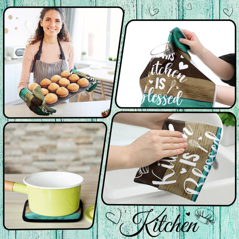 Guantes para horno Fourluoo 2 piezas: agarre seguro de utensilios calientes
