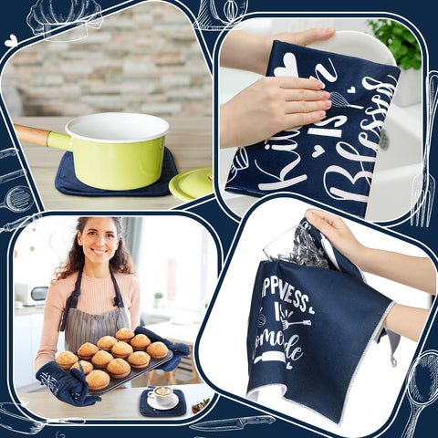 Manoplas Fourluoo cocina 17x27 cm, aislamiento térmico para hornear seguro