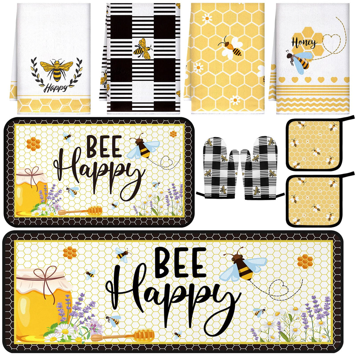 Fourluoo toallas de cocina con abeja, secado rápido y suave