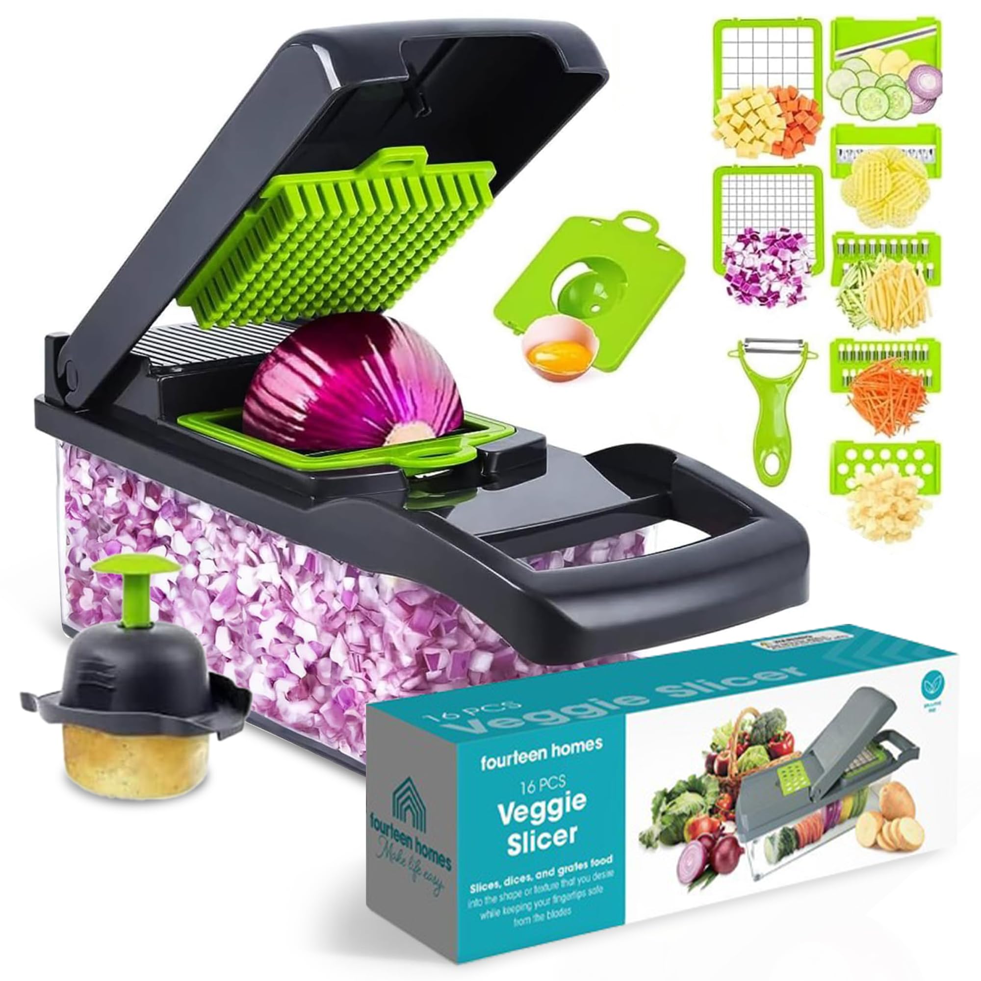 Fourteen Homes cortador-vegetales-con-contenedor para ensaladas sin desorden