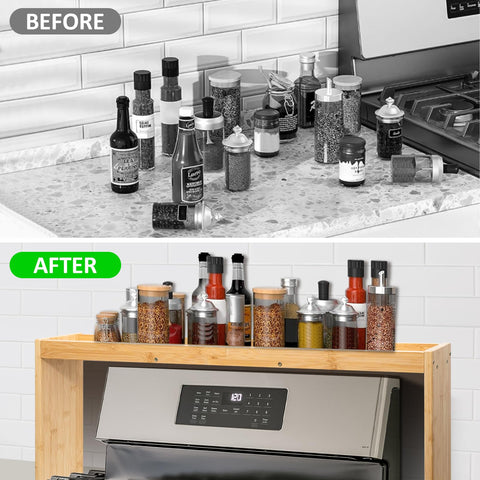 FoverOne estante de bambú para cocina, encimado y organizado.