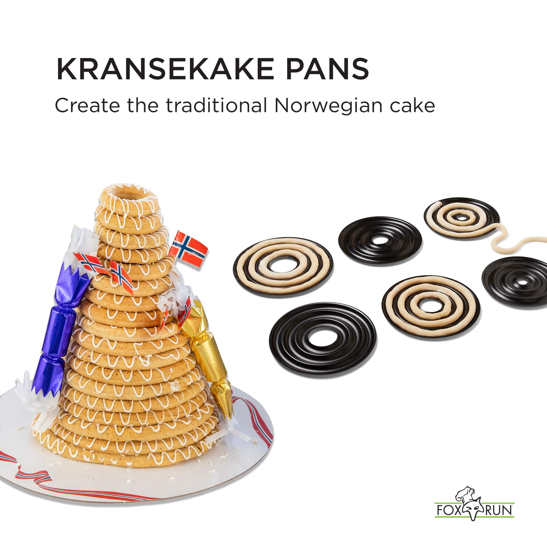 Fox Run kransekake-18-capas diseño ideal para celebraciones noruegas.
