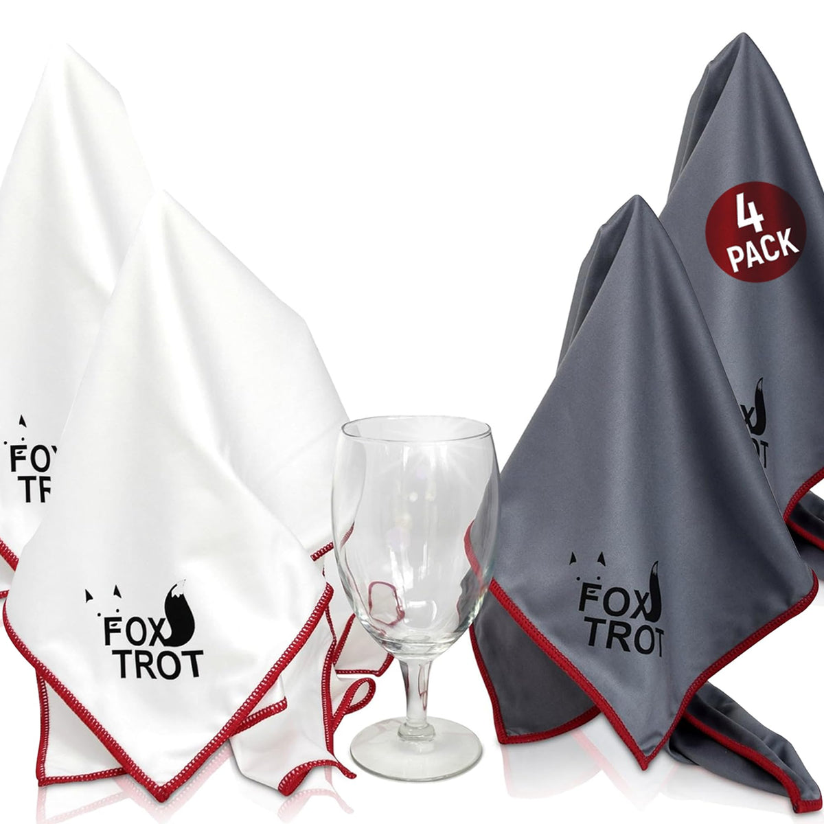 Fox Trot paño de microfibra grande blanco para brillo sin rayas en copas