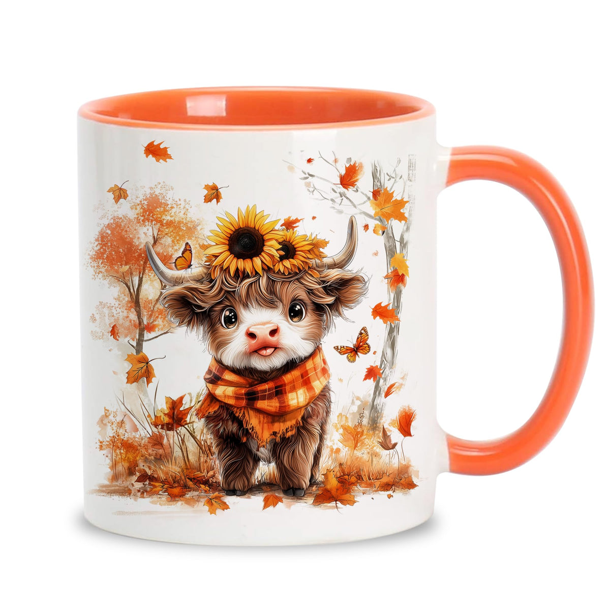 Taza Foxcorner con vaca de las Tierras Altas en 11oz, ideal para café diario.