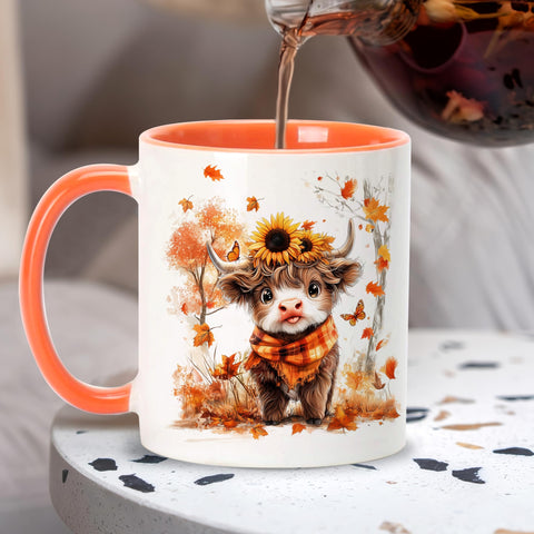 Taza Foxcorner con vaca de las Tierras Altas, diseño a dos caras para coleccionistas.