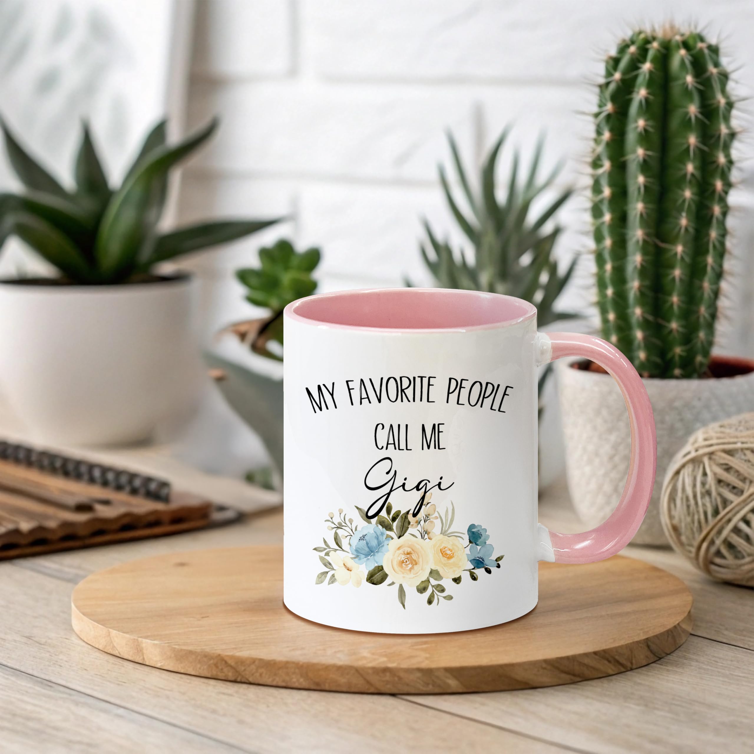 Taza Gigi de Foyoulame rosa, asidero curvo para un agarre cómodo