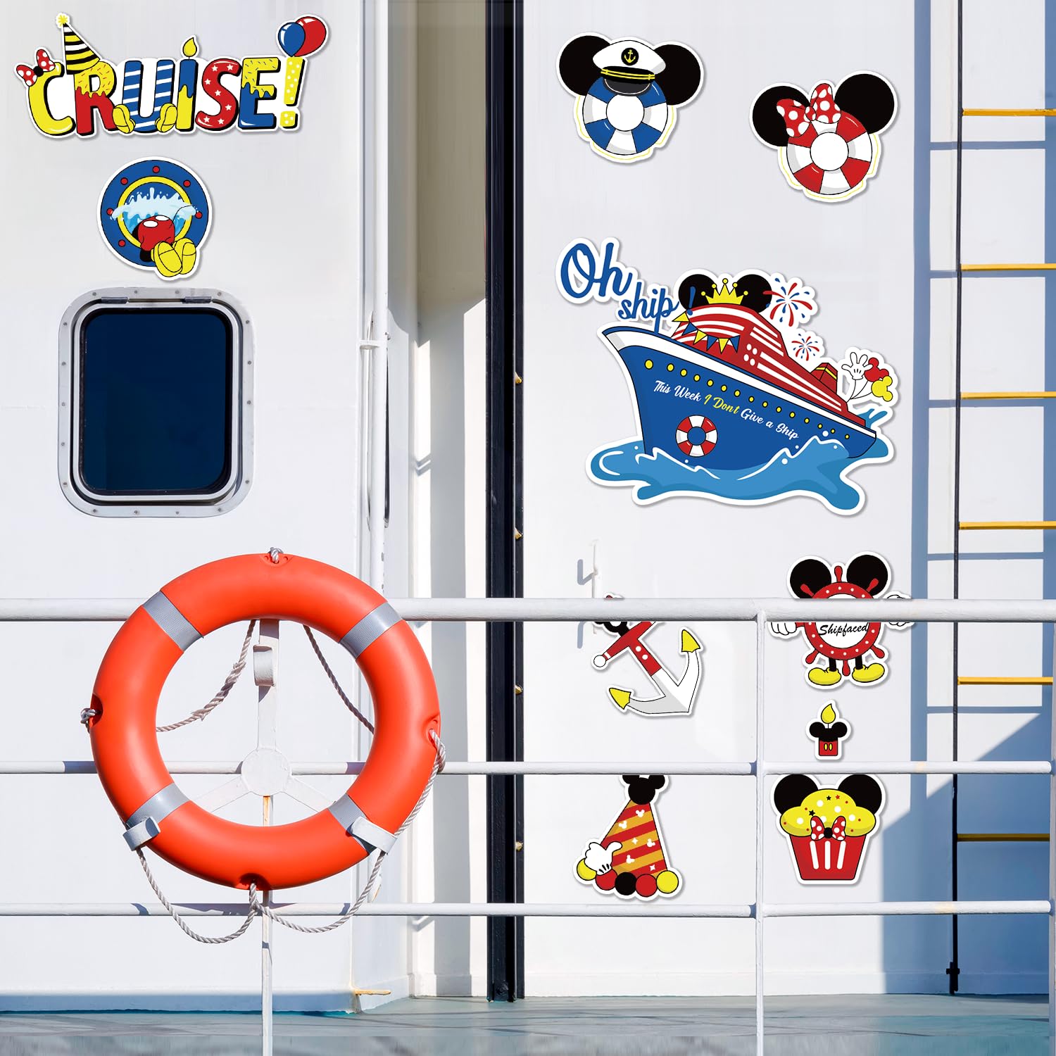 Imán Fprl ratón decoración puerta de crucero, estilo marinero divertido.